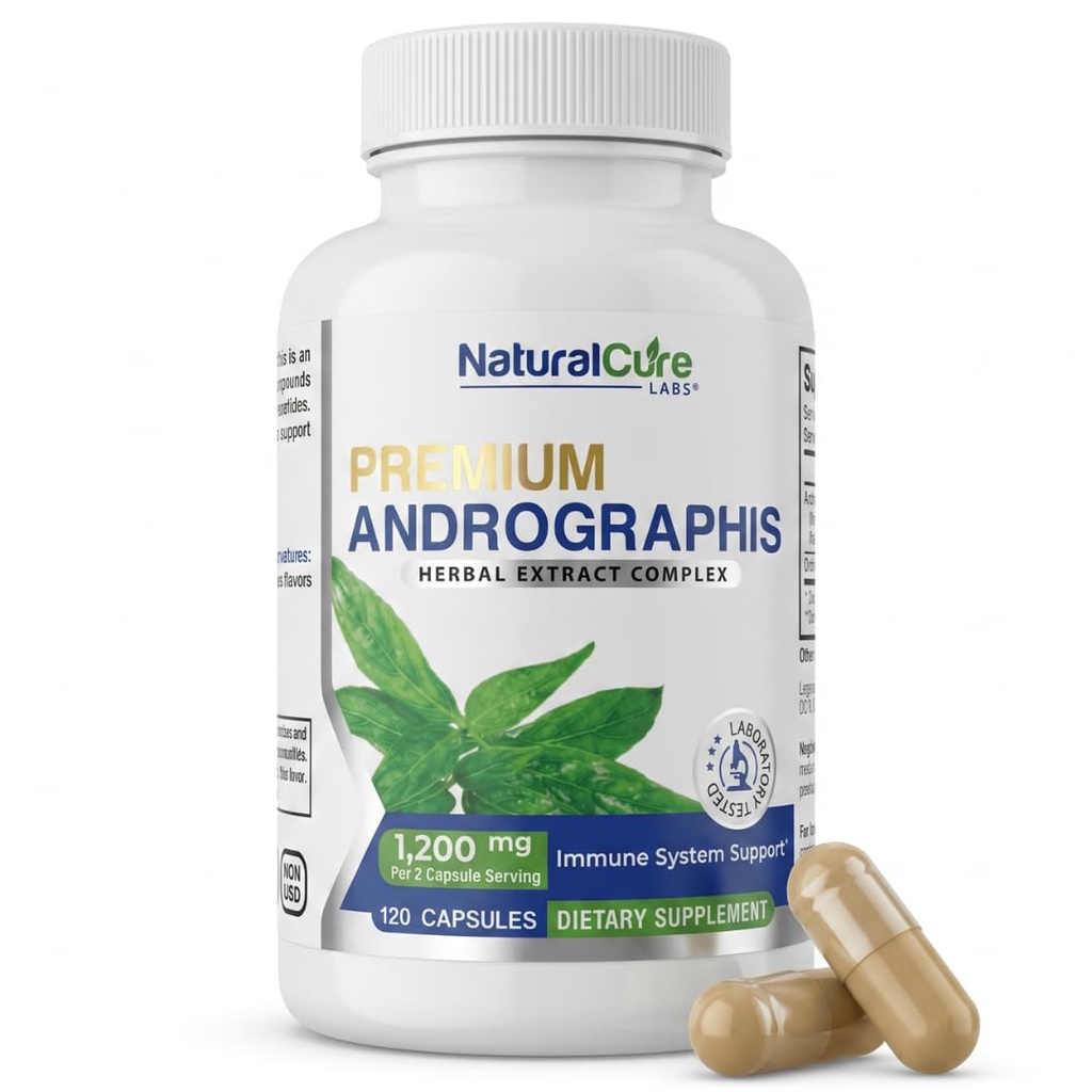 Natural Cure Labs Premium Andrographis Panicilata Extract 1200mg s 100 mg andrographolides Vegan kapsule za imuno in prebavno podporo, Non-GMO, Gluten Free, zeliščni prehranski dodatek