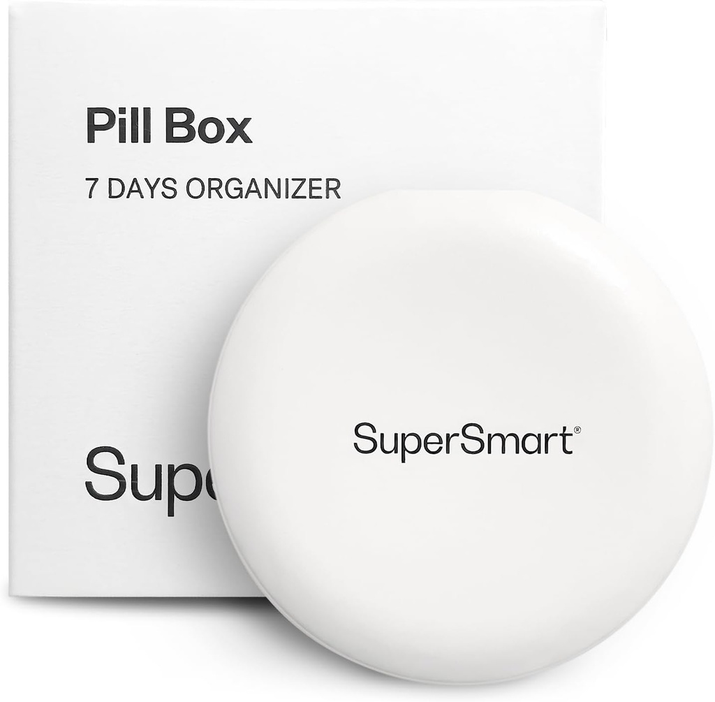 SuperSmart - Pill Box Organizator 7 dni z 1 Rezalno rezilo za tablete - Potovalne velikosti Artikel - Majhno shranjevanje za dodatke in zdravila - Enostaven za uporabo s 7 Velikimi predelki