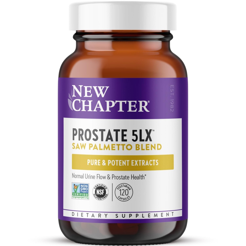 Novo poglavje Prostata dodatek - prostata 5LXTM s klinično močjo žaga Palmetto + Fermentiran selen za moške Wellness - 120 ct Vegetarijanska kapsula