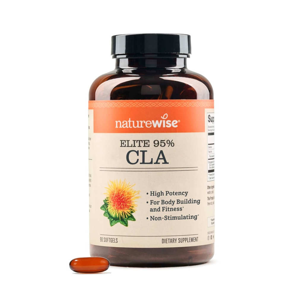 NatureWise CLA 1300 - 95% Aktivna konjugirana linolna kislina za ženske in moške, nespodbuja, podpira cilje glede telesne mase in ustreznosti - ne-GMO, Gluten brez - 90 softgels[1-mesečna zaloga]