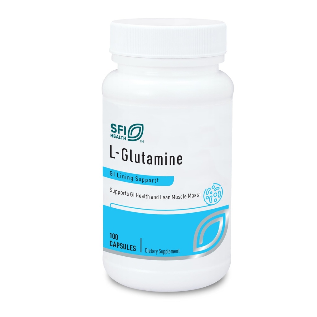 Klaire Labs SFI Health L Glutamin Kapsule - 500 Miligrami Hypoallergene Aminokisline dopolnilo - Podpira funkcije mišic in prebavil - Brez mleka in glutena (100 kapsul)