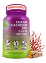 Rastlinsko-bazni kalcij 500mg (Aquamin) – veganski kalcij Magnezijev cink D3 z vitaminom K2 & organsko kurjavo – izboljšano zdravje kosti in mišic in moč, Imunska podpora za ženske in moške - 90 Count