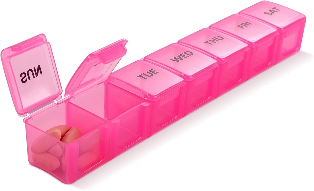 Pink XL Extra velik teden in dnevno tablete Organizator za tablete/vitamin/ribje olje/dodatki (Pink)