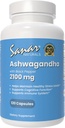 Sanar Naturals Ashwagandha 2,100 mg - Stress & Mood Support Supplement - spodbuja fokus in trajno energijo, Ashwaghand Powder in koren ekstrakt Mešanica s črnim poprom - Non-GMO, 120 Kapsule