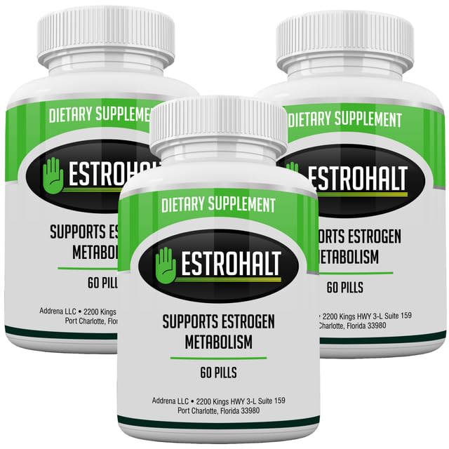 Estro-Halt 3 Pack 180 Tablete- DIM dodatek (Diindolylmetan) in Indol-3-Carbinol (I3C) Najboljši estrogen-Blocker za ženske in moške 