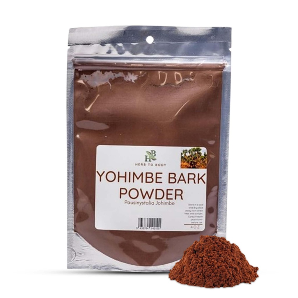 Herb To Body Yohimbe Bark Powder – 4 oz, Wildcrafted Sushed Yohimbe Powder Izvira iz Afrike za zeliščni čaj in tradicionalne uporabe