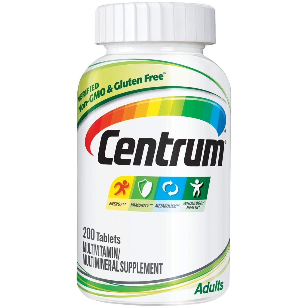 Centrum Adult Multivitamin/Multimineral dodatek z antioksidanti, cink, vitamin D3 in B vitamini, Gluten brez, ne-GMO sestavine - 200 Število