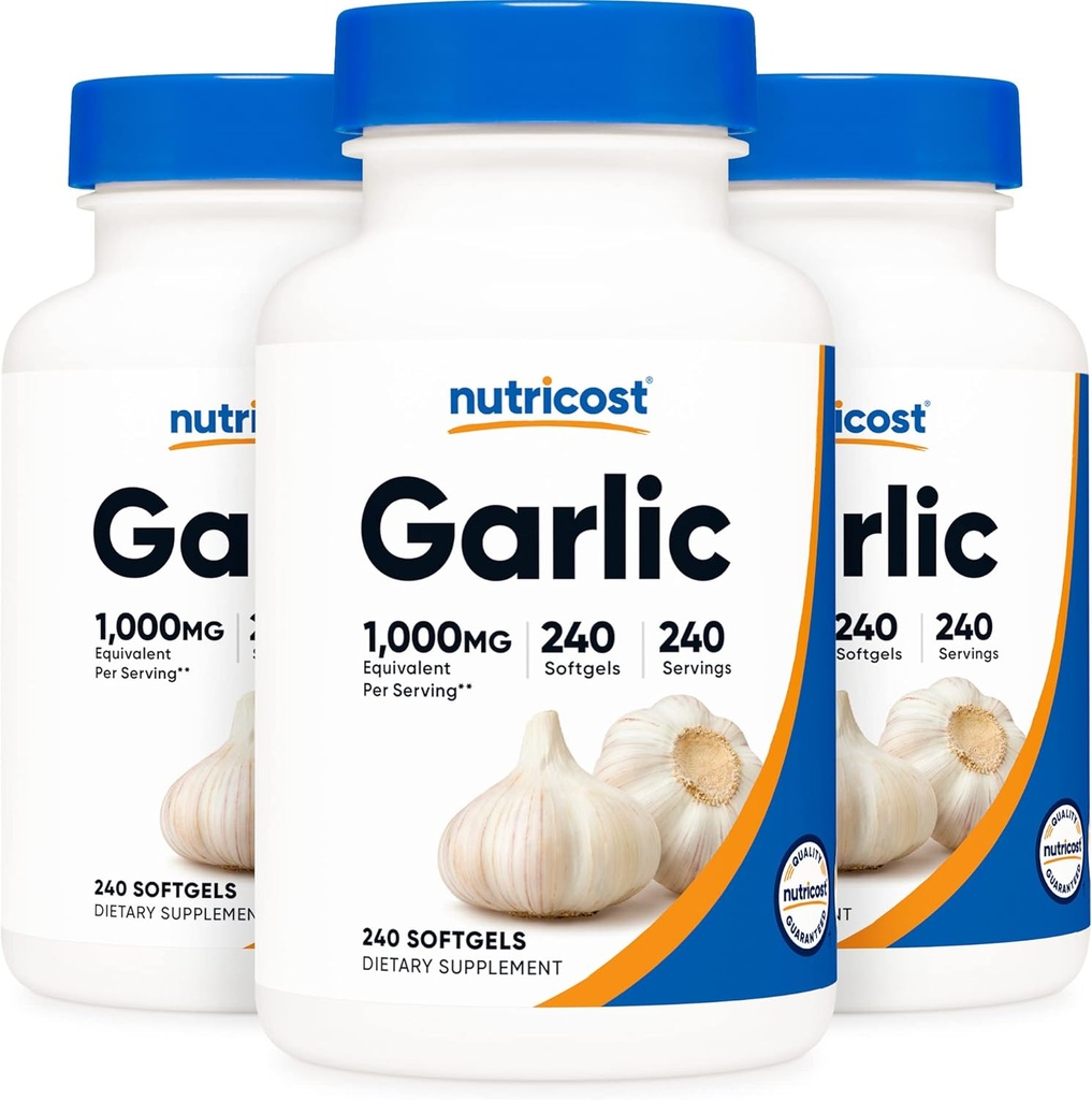 Nutricost Česen 1000mg, 240 Softgels (3 steklenice) - Brez vonja, Premium Gluten brezplačno dodatek