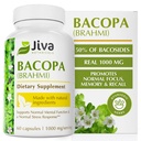 Jiva Botanicals Bacopa Monnieri Supplement Pure 1000mg na strežbo - Visoka moč Bacopa Monnieri (Brahmi) & Extract za normalne možgane, Fokus, & Podpora pomnilniku - Ayurvedic Herbs - 60 kapsul