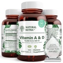Natural Nutra Vitamin A in D, Podpira zdravje kosti in izboljšanje zdravja oči, spodbuja močne zobe, Izboljša vitalnost, Izvira iz ribjega olja, Podpira splošno zdravje, 10000IU/400IU, 100 Softgels