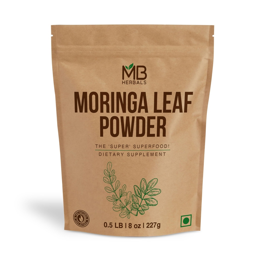 MB Zelišča Moringa Listni prašek 8 oz (227g / 0,5 LB) 