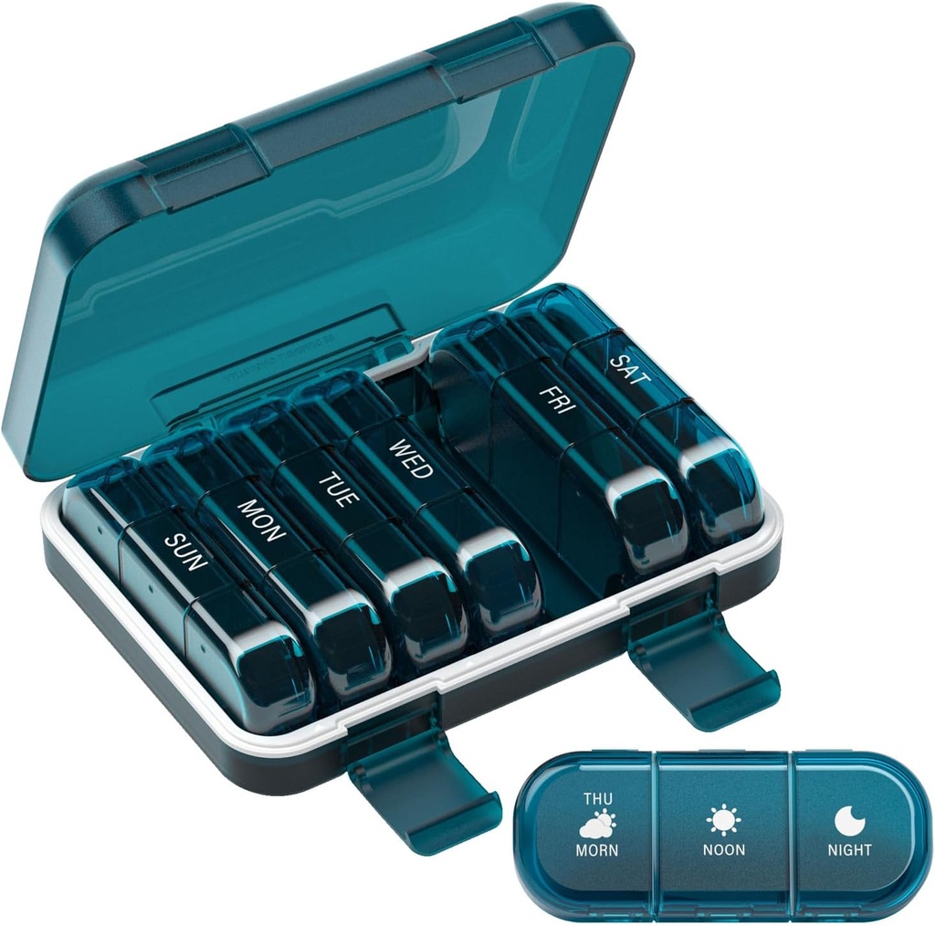 Tedenske tablete Organizator 3 krat na dan, 7 dan Prenosne tablete Škatla za tablete, vitamini, ribje olje, zdravila, dodatki (3x7 modra)