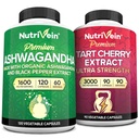 Nutrivein Premium Ashwagandha Kapsule & Kapsule Tart Cherry Bundele: Izvleček češnjevega kolača z visoko absorpcijo in dodatki za okrevanje, ravnotežje in vitalnost