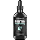 Tekoči biotin 10.000 mcg z vitaminom C – visoka jakost las, podpora za kožo in nohte – hitra absorpcija kapljice za biotin – 60 dnevna oskrba – 2 oz