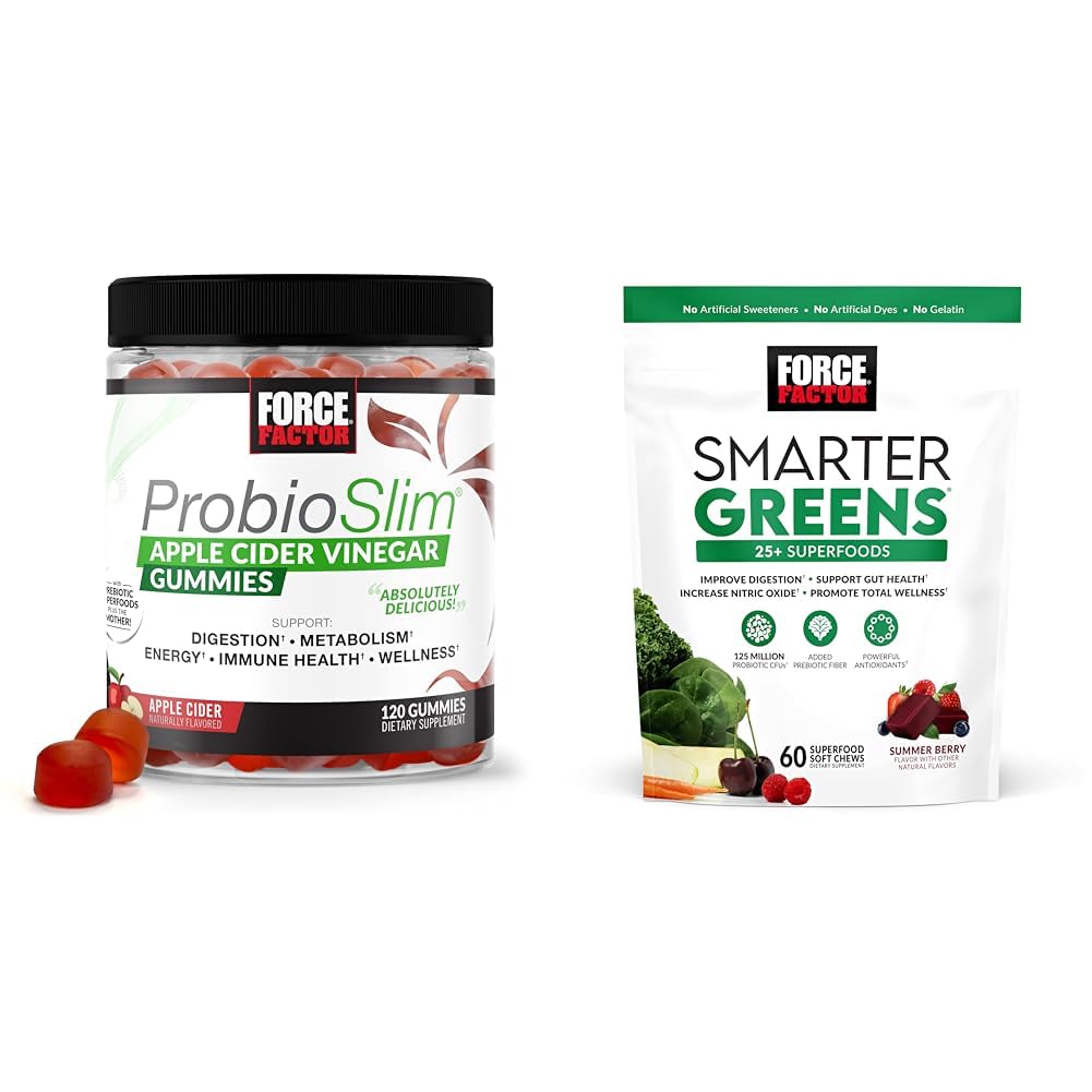 Sila Factor ProbioSlim Apple Cider Gumies z organskimi, LactoSpore & Smarter Greens Superfood Chews, Greens in Superfoods s probiotiki, Antioksidant