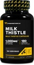 Primaforce Milk Thistle 180 Kapsule 1000mg Ekvivalentna - Gluten Free, Ne-GMO prehranska dopolnila, od 250mg od 4:1 ekstrakt