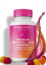 Pink Stork Premium prednatalni Gummy vitamini z DHA, Folat, in vitamin D - Multivitaminska in hranilna mešanica za nevrološke cevi in fetalni razvoj možganov - nosečnost mora imeti - 60 Veganski Gummies