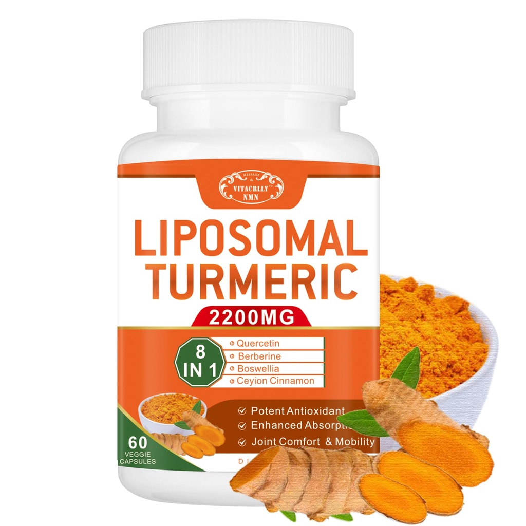 2200 mg liposomski kurkumin dodatek s črno poper in ingver okrepljeno absorpcijo - 95% izvleček kurkumina za skupno podporo 60 kapsul