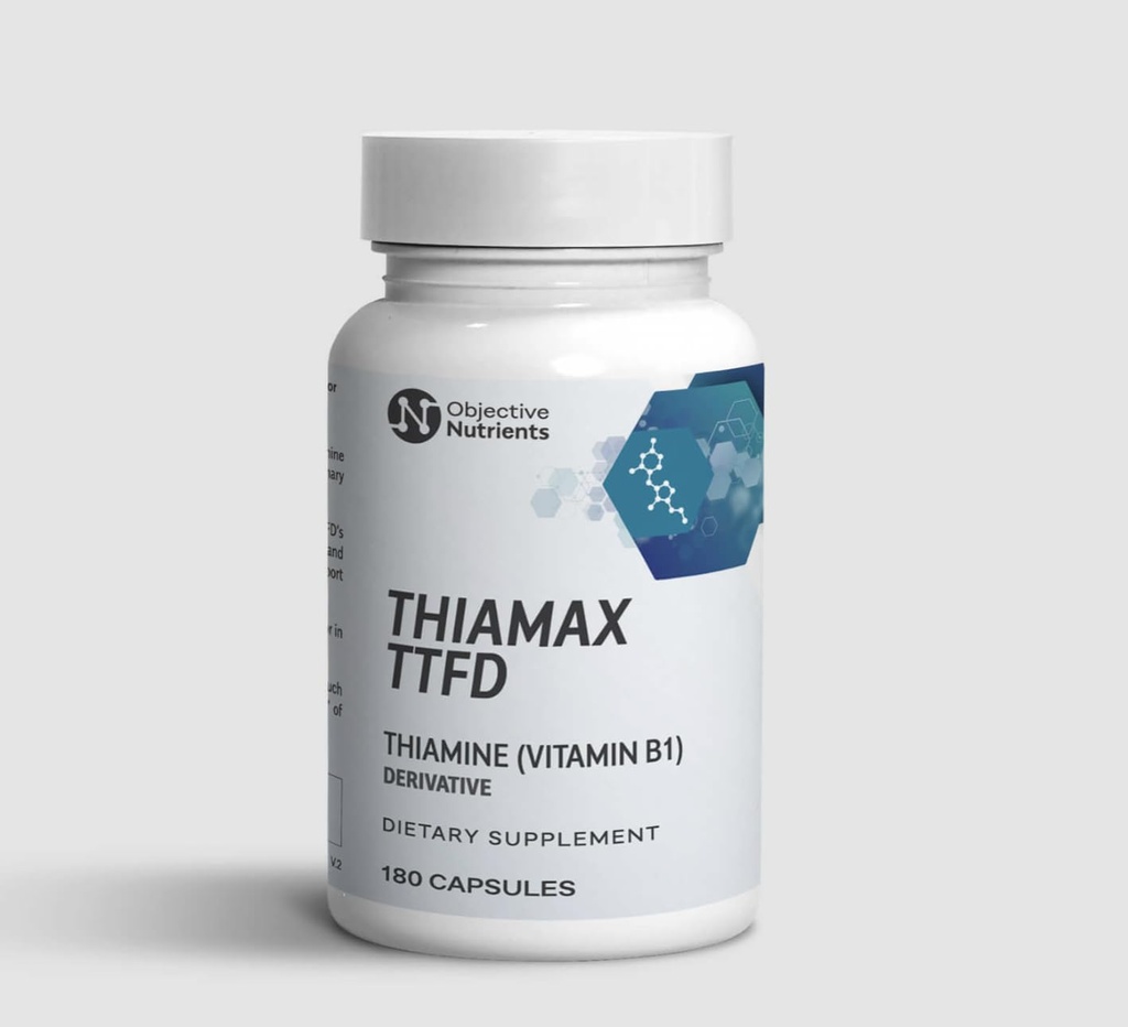 Tiamax Vitamin B1 (Thiamine TTFD), Original, Brez strupenih polnil, Podpira energijo Presnova, visok odmerek, tretja stranka testirana, Vse aktivne sestavine 100mg, 180 Število