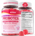 Vaginalni probiotiki Gumiji za ženske PH Balance, Odor Control s prebiotiki, Cranberry, D-mannose, Promocija Feminine Zdrava vaginalna Flora, Urinary Tract, Yeast, Prebavna podpora, Sladkor prost,120Cts