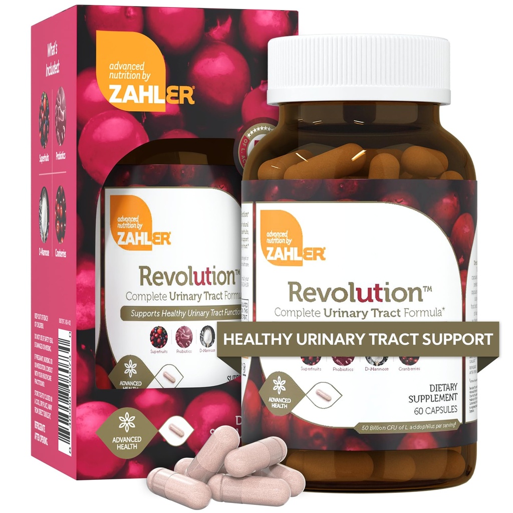 Zahler Revolution - Popolna ženska urina trakta Health Formula s probiotiki - UTI tablete - 1200mg D-mannoza in Cranberry dodatek - Sečni trakt Infekcija Podpora za ženske (60 kapsul)