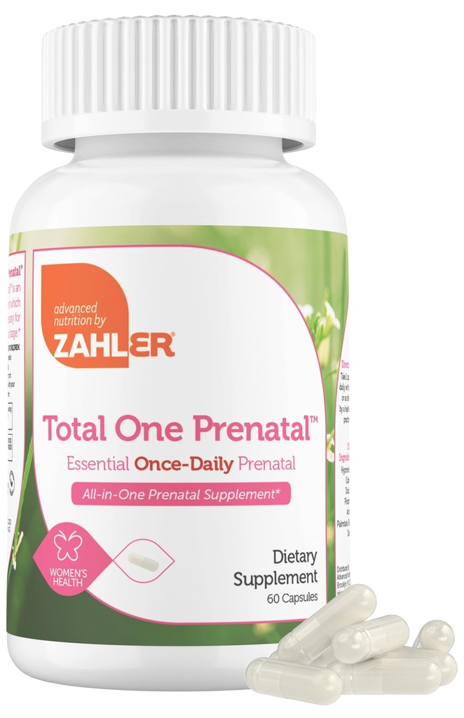 Zahler - skupaj en prednatalni vitamin za ženske (60 Count) Dnevni multi vitamin prednatals s folno kislino, železo, cink in 19 drugih esencialnih vitaminov in mineralov - Kosher Prednatal multivitaminske kapsule