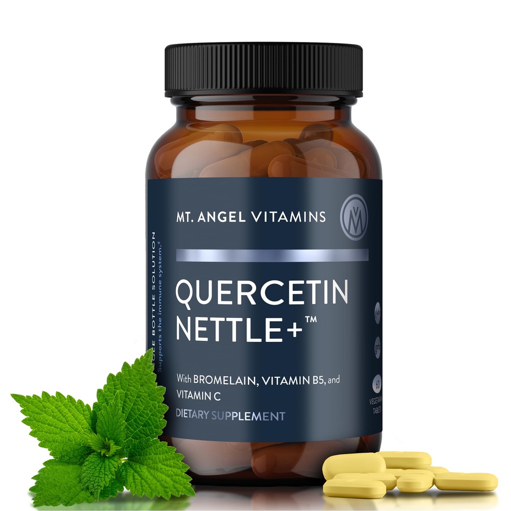 Mt. Angel Vitamini Quercetin Nettle+ - podpira Alergy Wellness & Sinus Health, Featuring Quercetin z bromelainom, izdelan za sezonsko dobro počutje, cGMP Certified, Made in USA, 60 tablet