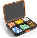 Velika potovalne tablete Organizator Prenosni Dispenser Vlaga Odporne tablete Primer za vitamine Medications Fish Oil Supplements 6 Kompartment Pill Box Odstranljive Dividende (črna)