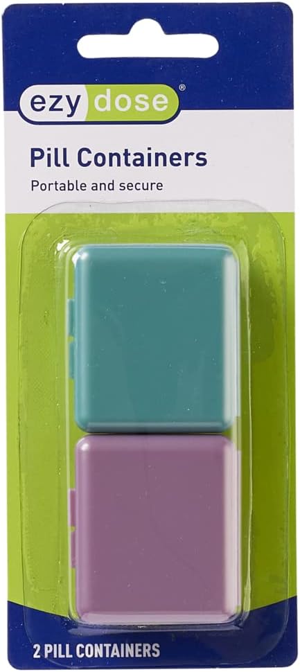 EZY DOSE Dnevno potovanje Žepka tablete za farmacijo Organizator, mali vitamin organizator, Kompaktna Medicine Container, Potovanja prijazno, Prenosne tablete Box, Barve Maj Vary, 2-Pack, BPA brezplačno