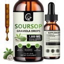 (2 pakiranji) Soursop Graviola Tekoče kapljice 1800mg, 98% Absorpcija Soursop Bitters Tekoči za podporo celic in regeneracijo, Imunsko povečanje, Sprostitev, Jetra in spanje, Zeliščna dobrota, Gluten Free, 1 Fl Oz