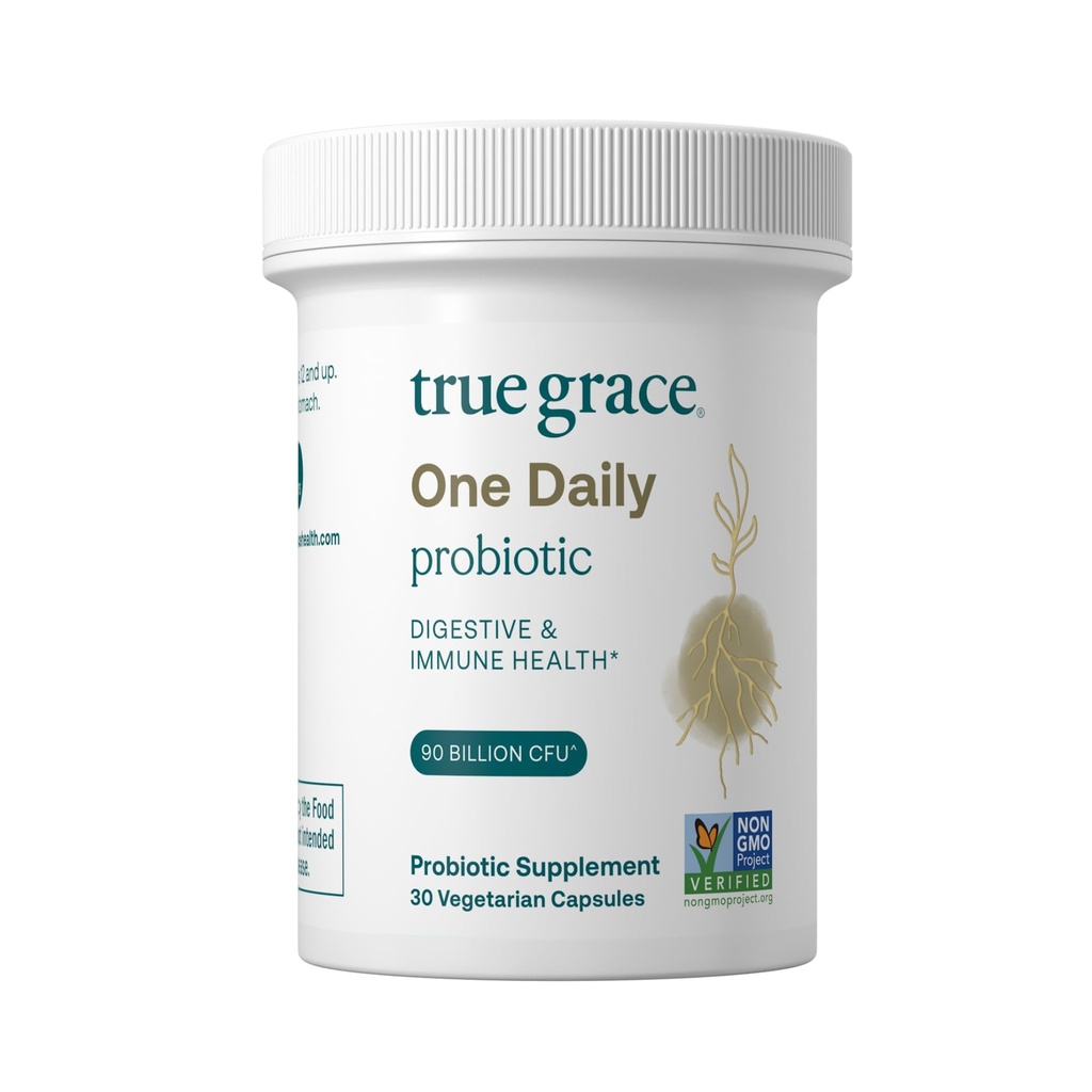 True Grace One Daily Probiotic - 30 vegetarijanskih kapsul - 90 milijard CFU - Gut, Prebavne in imunske zdravstvene podpore Mešanica s prebiotično Fiber - Gluten & Soy Free