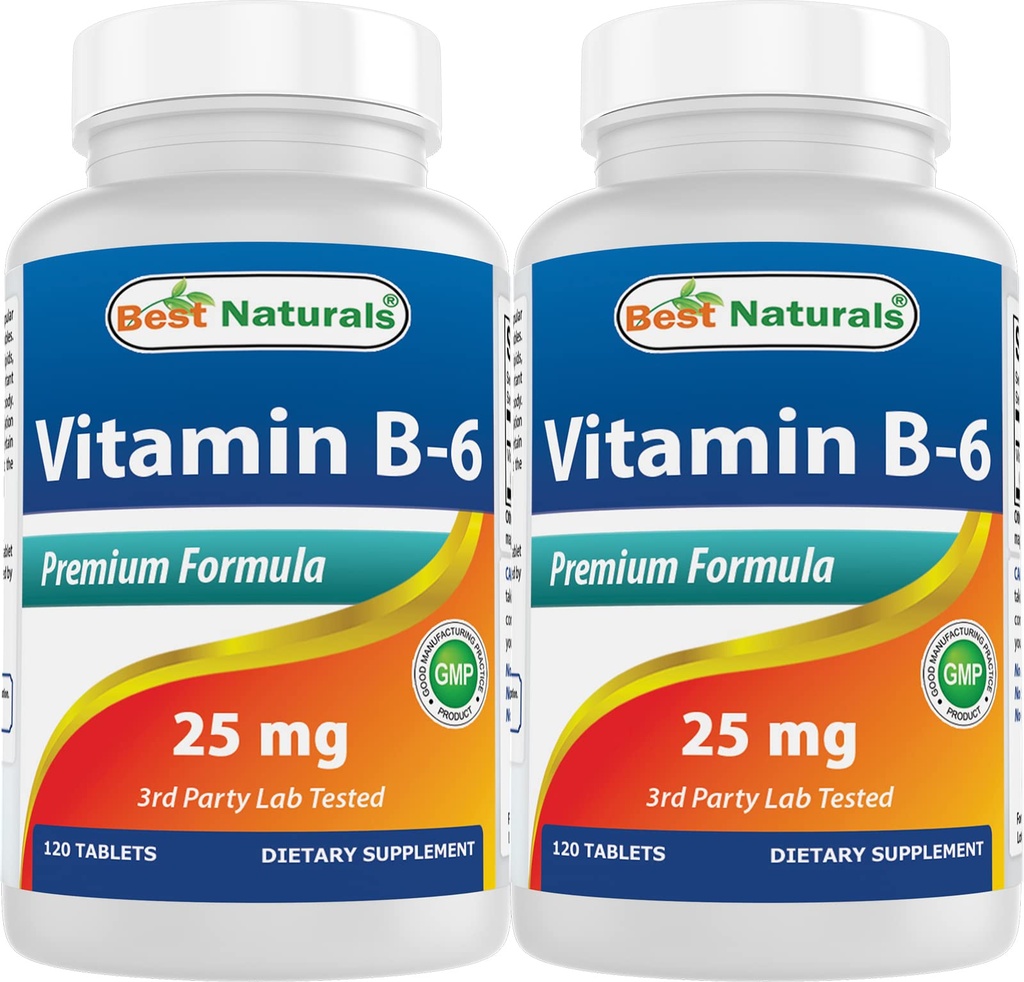 Best Naturals Vitamin B6 25mg, 120 tablet (120 število (Pack od 2))