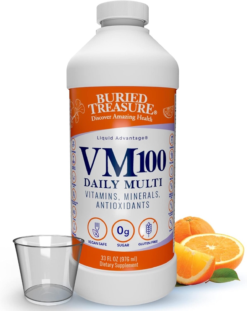 Pokopan zaklad VM100 na dan Multi - 32 Serving, Tekoči vitamini Minerali dopolnilo z dozo pokal