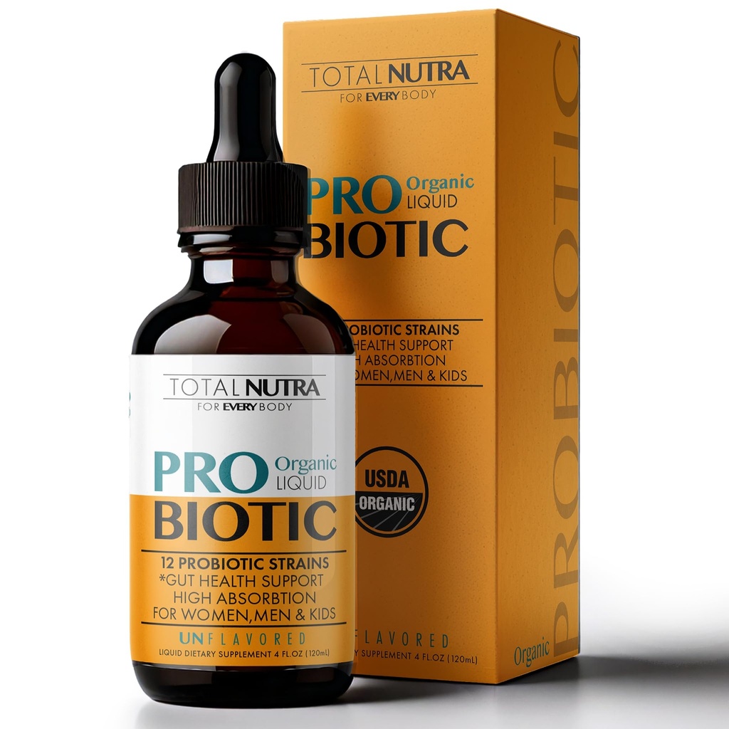 Tekoči probiotik za ženske, moške, otroke, Toddler probiotik: USDA Organic Probiotics, Vegan Probiotic Liquid & Alfalfa Mešanica + Acidophilus za Gut Health, Mlečni Gluten Sugar Free, Non-GMO peroralni probiotiki