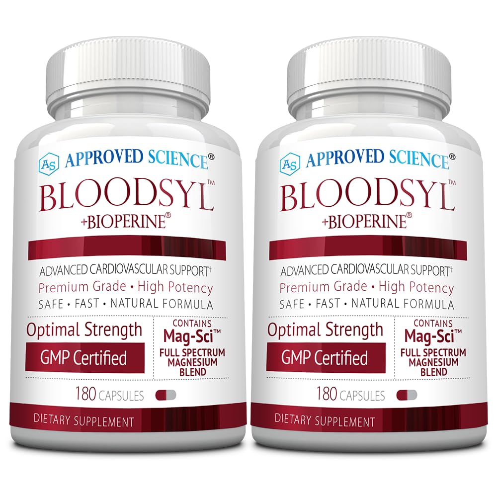 Odobrena znanost Bloodsyl - podpira pretok krvi - Hawthorn Berry, Magnezij, BioPerin - Vegan - 180 kapsul - pakiranje po 2 kapsuli