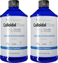 Coloidal Silver Liquid - 12 PPM Premium Silver Solution, 60 MCG na strežbo, All Natural, Veganski imunski sistem Podpora, Ionic Silver Water Daily Mineral Supplement (2-16 Fl oz steklenice)