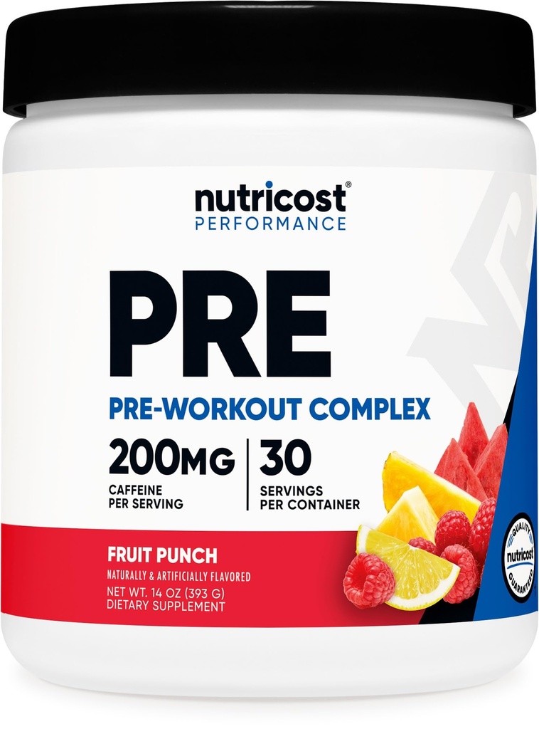 Nutricost Predworkout kompleks prašek (30 strežnice, sadni punch) - z beta-alanin, Taurin in aminokisline