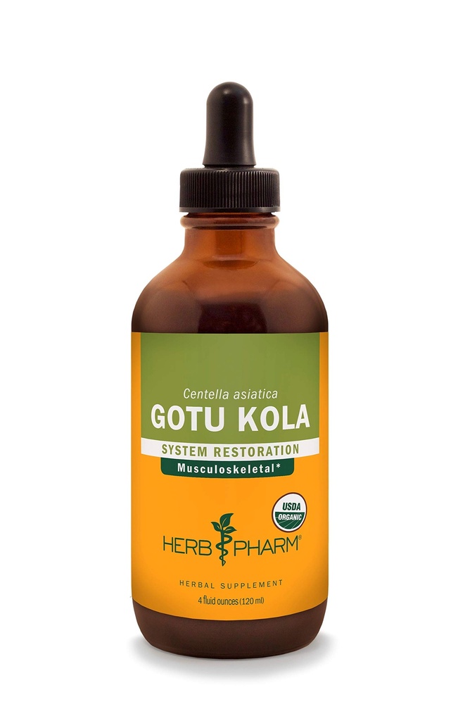 Herb Pharm Certified Organic Gotu Kola Tekoči ekstrakt za podporo mišično-skeletnemu sistemu - 4 Ounce