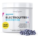 Livingood Daily Electrolytes Powder, Elektrolitski Hidracijski Drink Mešamo z vitaminom C, Magnezij, Taurin & Morska sol, Elektrolitski dodatek za energijo in hidracijo, Keto, Berry Frost Flavor, 30 Srvgs
