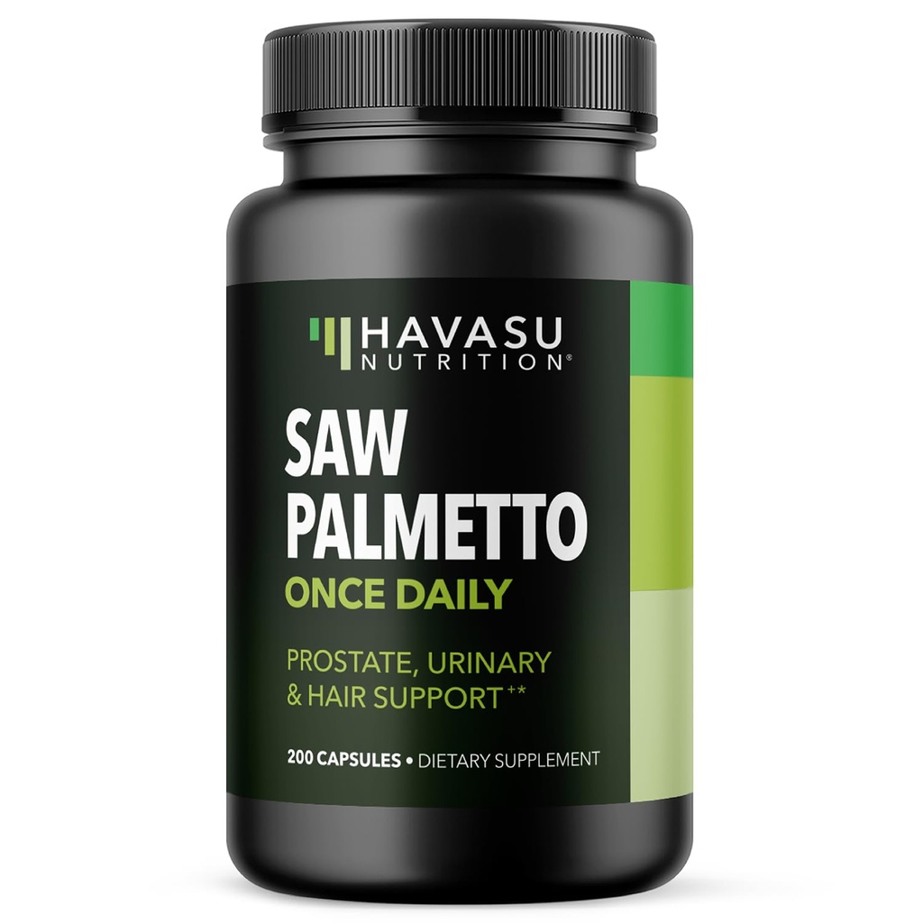 Saw Palmetto za moške Prostate Health Supplement za spodbujanje delovanja urinarnega trakta - 500mg na strežbo - 200 Count - DHT Blocker Hair Vitamin - Veganske, ne-GMO kapsule, več kot 6 mesecev dobave