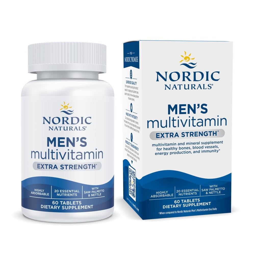 Nordijska naravna moška multivitaminska ekstra moč - kost, energija, in kri-Vessel podpora - imuniteta dodatek - 20 Essential Nutrients - 60 Tablets - 30 Služi
