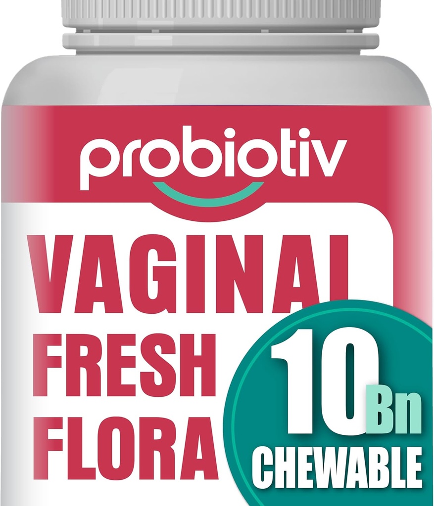 Žvečljivi vaginalni probiotiki za ženske 10 milijard CFU + organski prebiotiki – podpira vaginalno zdravje, ohranja vaginalno pH ravnovesje in spodbuja svežino feminin, jagodno-cvetne tablete