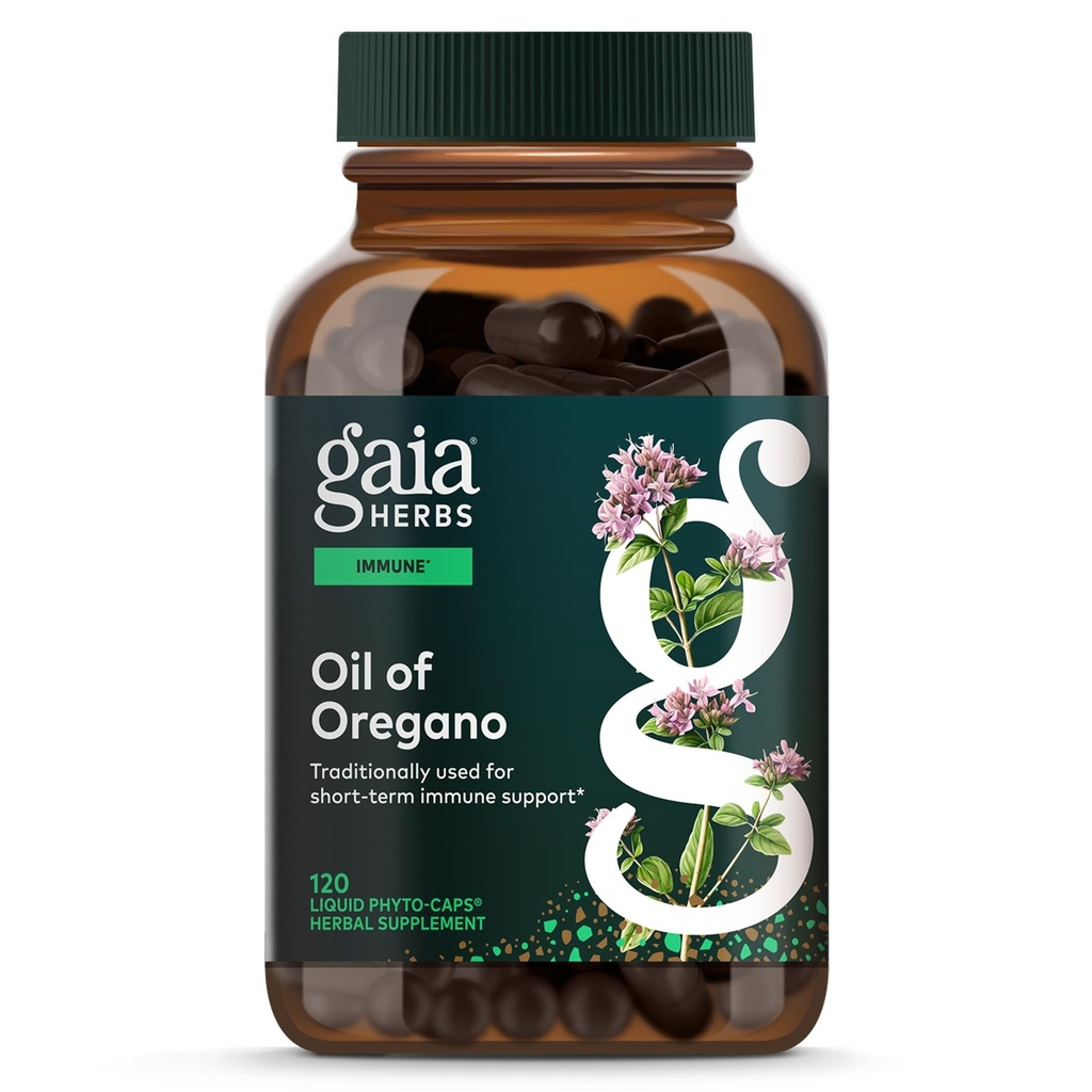 Gaia Herbs Oil of Origano - Imunska in antioksidant podporo dodatek - z Origano Oil, Carvacrol & Thymol* - 120 Vegan tekoče Phyto-Capsules (60-dnevno oskrbo)