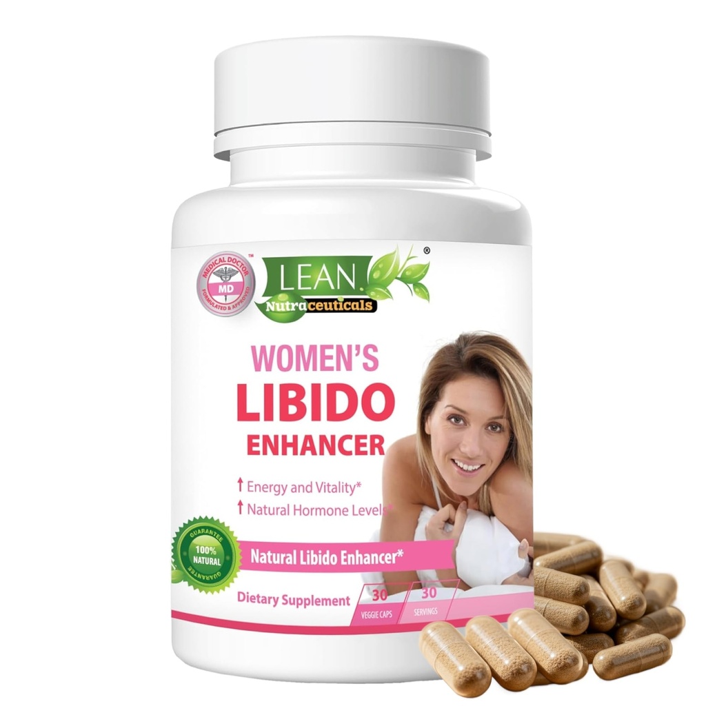 Lean Nutra Libido Booster za ženske z Maca Root, Horny Kozel plevel, Tongkat Ali, Fenugreek – Naravna Menopause & PMS podpora, Hormone Balance & Energy Supplement – 30 Veganske kapsule
