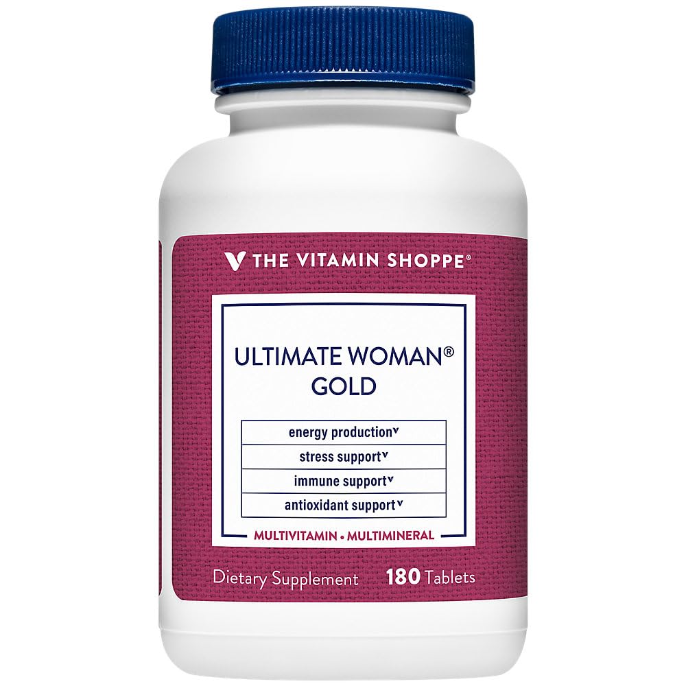 Vitamin Shoppe Ultimate Woman Gold Multivitamin - z železom, B vitamini in vitamini D3 in več za podporo proizvodnje energije, kosti in imunskega zdravja - Gluten Free Multi-Mineral (180 tablet)