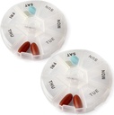 Deke Home - Round Portable Pill Box (2 paket), Medicine Planner, Mali 7 dan tedenski Travel Container, Zdravila, Vitamin imetnik, Tabletebox Organizator, Tablete Dispenser, Daily Soller & Opomnik, BPA brezplačno