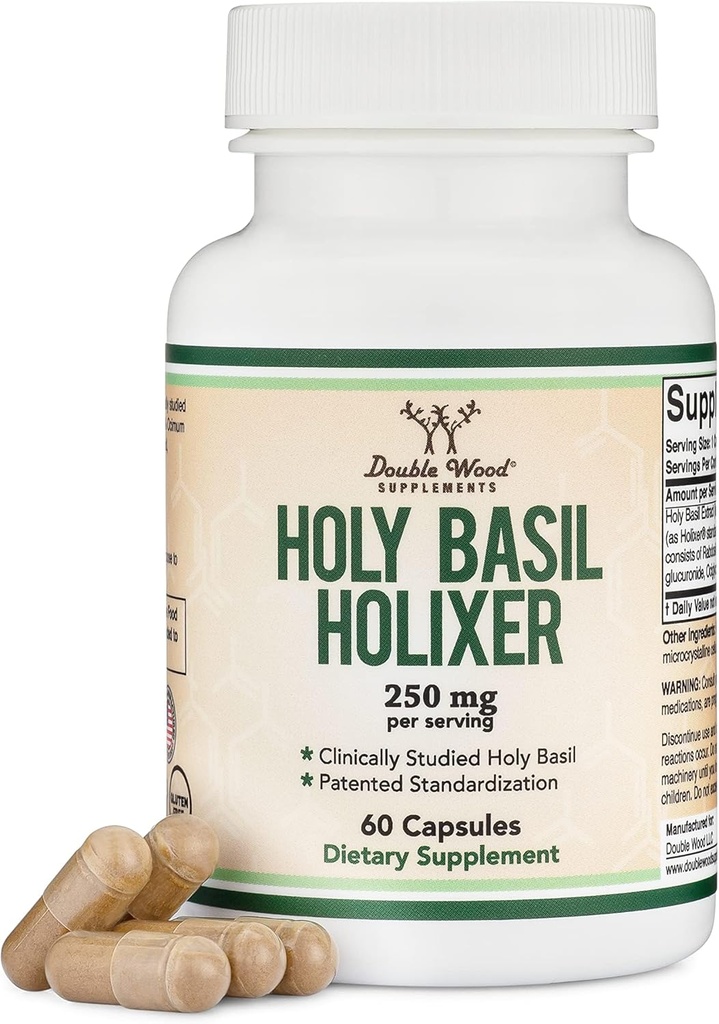 Tulsi Holy Basil Kapsule (Holixer Formula) - edini klinično preučen izvleček svetega Basil Leaf (klinično prikazani rezultati po 60 dneh uporabe) za Mood in sprostitev z dvojnim lesom