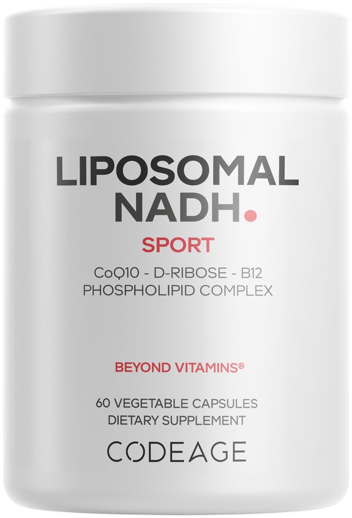 Šifra Liposomna NADH+ Dodatek - NADH, vitamin B12, D-riboza v obliki bioenergijske Riboze, CoQ10-2-Mesečna dostava - liposomska dostava - β-nikotinamid Adenine Dinukleotide tablete - Ne-GMO - 60 kapsul