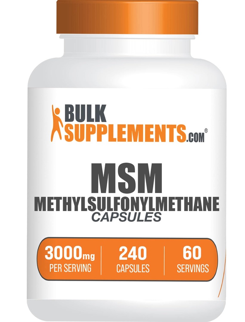 BulkSupplements.com MSM Kapsule - metilsulfonilmetan, MSM 3000mg - Skupni dodatki, Gluten Free, 4 Kapsule na serviranje, 240 Število (Pack of 1)