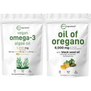 Mikro sestavine Olje Oregano Softgels 300 Count & Vegan Omega 3 Algae Oil Supplement Bundle 2 Pack 